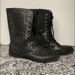 Black glitter boots